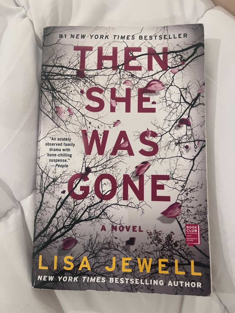 Then She Was Gone by Lisa Jewell - White Cover with Pink Accents